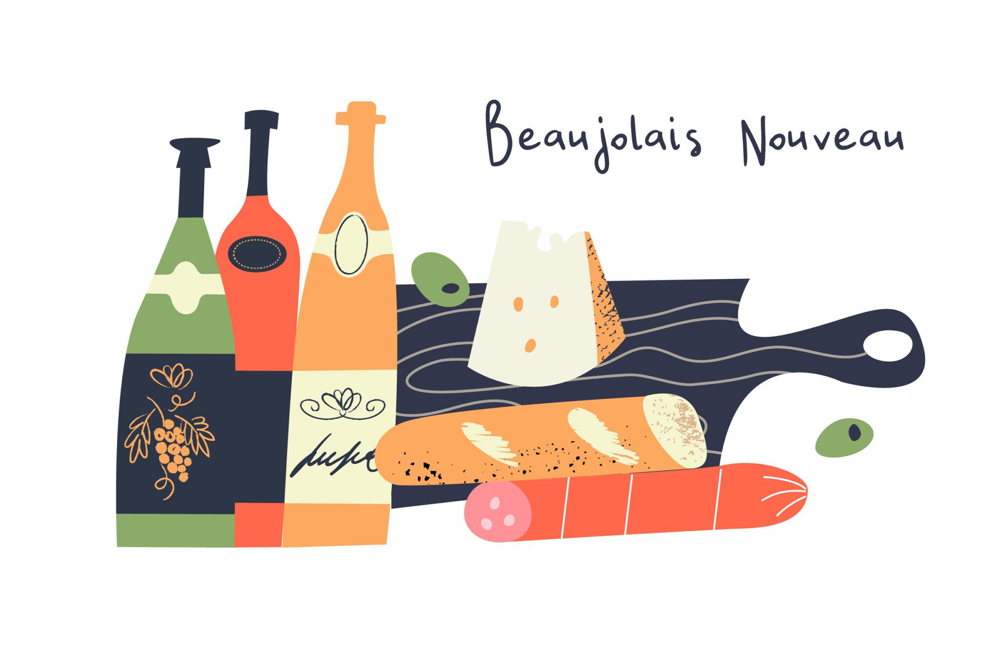 T-Shirt Beaujolais Nouveau - Cadeau Pour Amateur De Vin, Design Textuel Avec Grappe De Raisin - 9